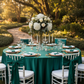 garden wedding with Premium Satin (Wrinkle-Resistant) 120" Round Tablecloth - Emerald Green
