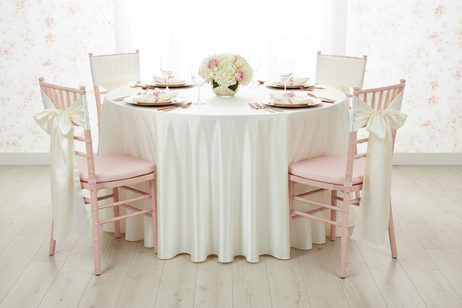 baby shower with Premium Satin (Wrinkle-Resistant) 120" Round Tablecloth - Ivory 
