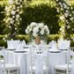 outdoor garden wedding with Premium Satin (Wrinkle-Resistant) 120" Round Tablecloth - White 
