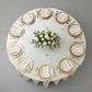 top view of Premium Satin (Wrinkle-Resistant) 132" Round Tablecloth - Ivory 
