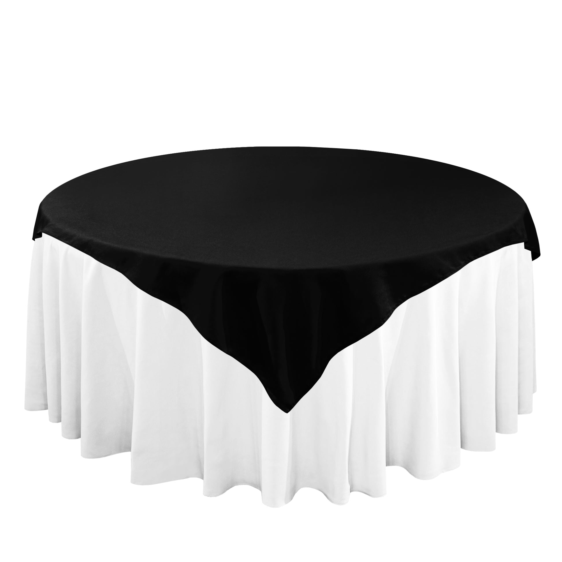 Premium Spun Polyester Square 90"x90" Overlay/Tablecloth Black front view