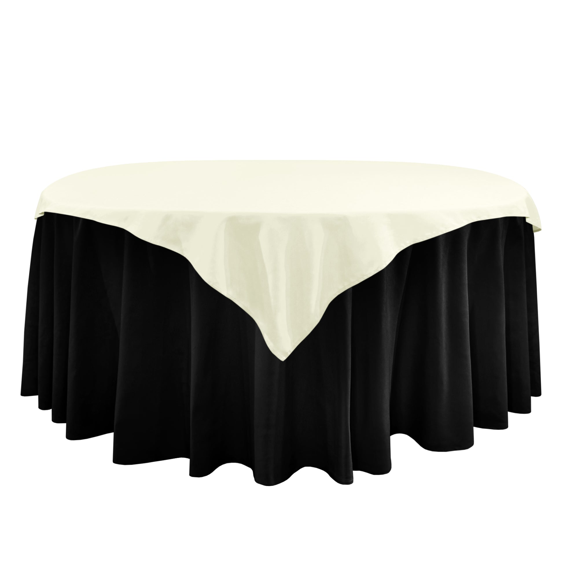 Premium Spun Polyester Square 90x90 Overlay Tablecloth Ivory