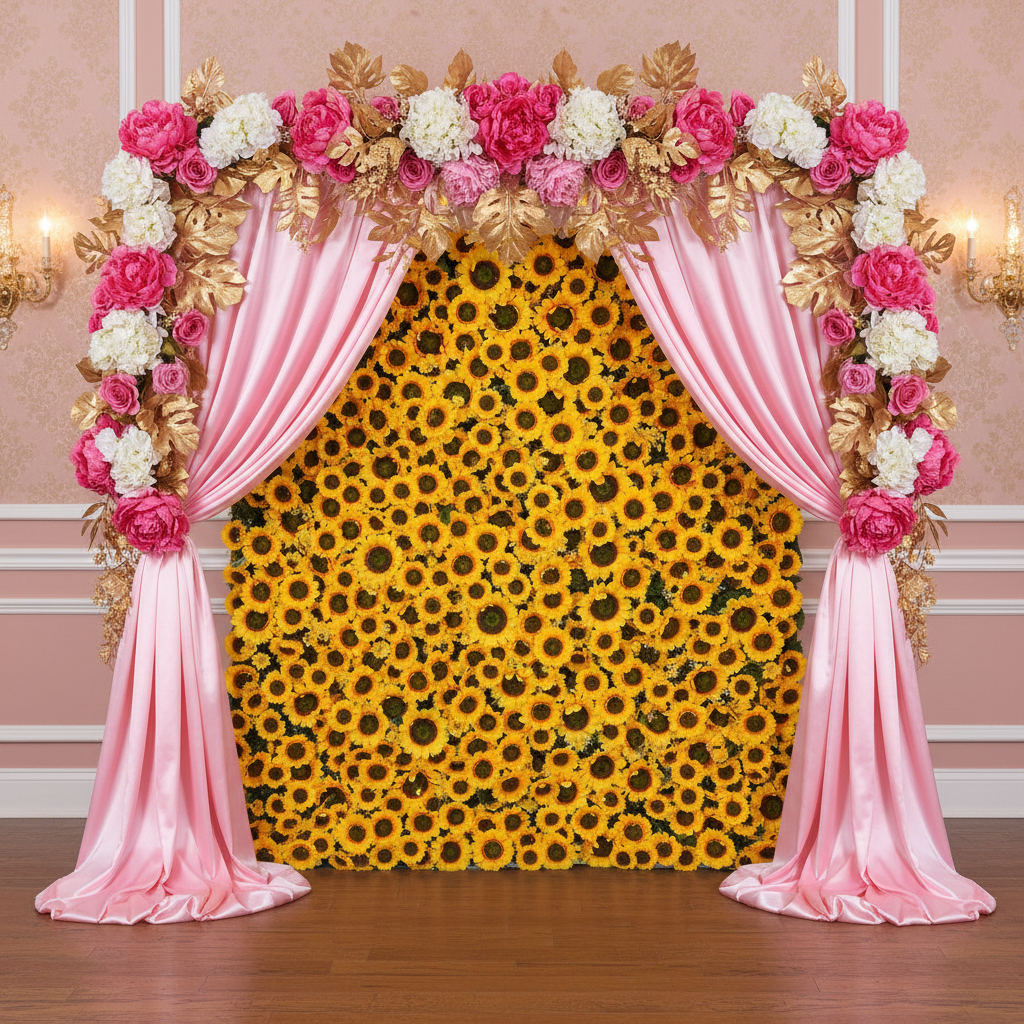 Premium Sunflower Wall Roll Up Backdrop 8ft x 4ft