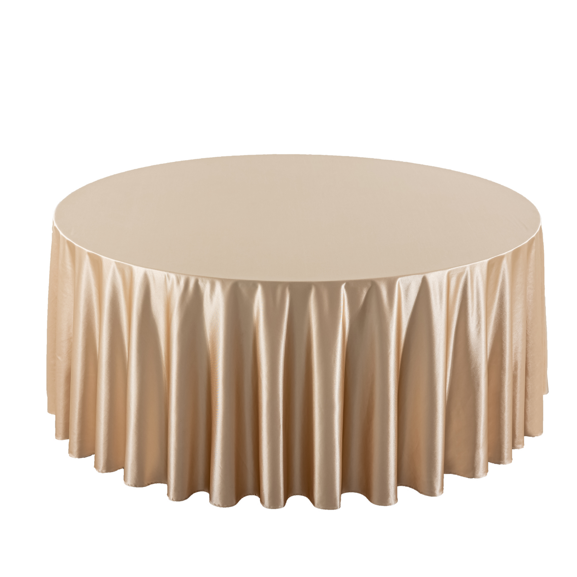 Premium Satin (Wrinkle-Resistant) 132" Round Tablecloth - Champagne