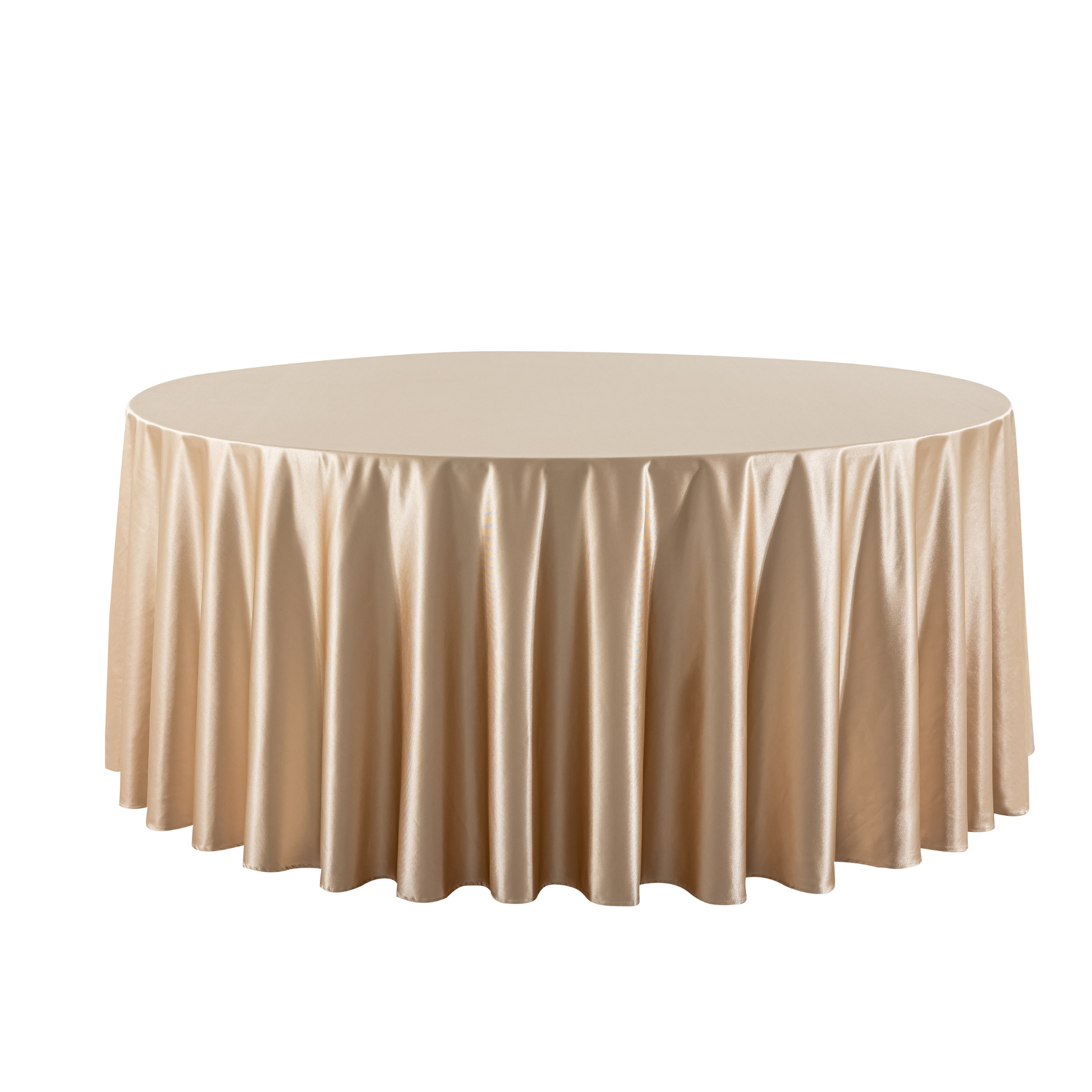 Premium Satin (Wrinkle-Resistant) 132" Round Tablecloth - Champagne