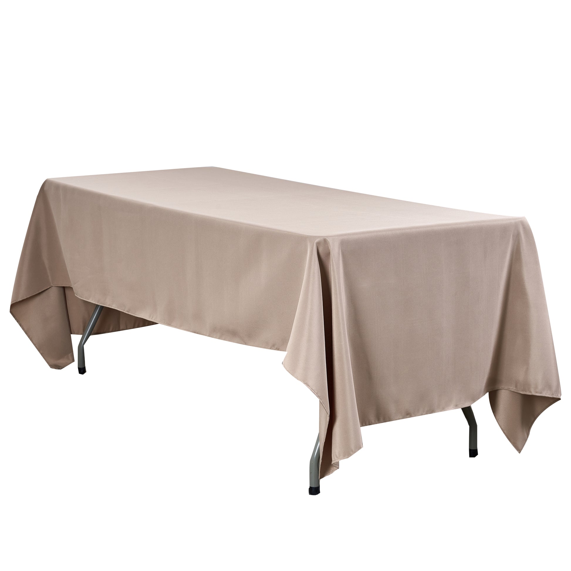 Rectangular Premium Polyester Tablecloth 60"x126" Taupe angled view