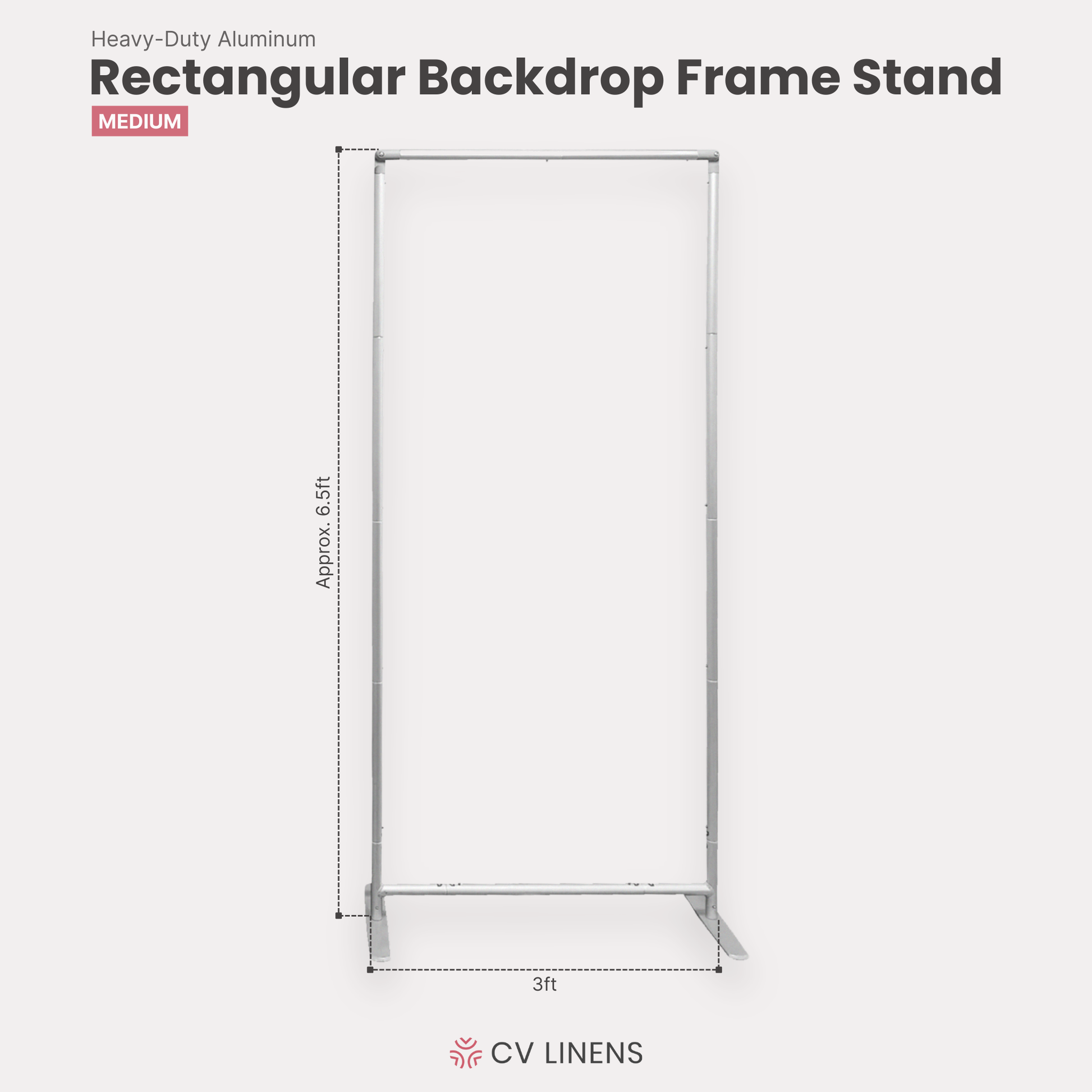 Infographic photo of 3 pc/set Heavy Duty Rectangular Backdrop Frame Stands - Silver