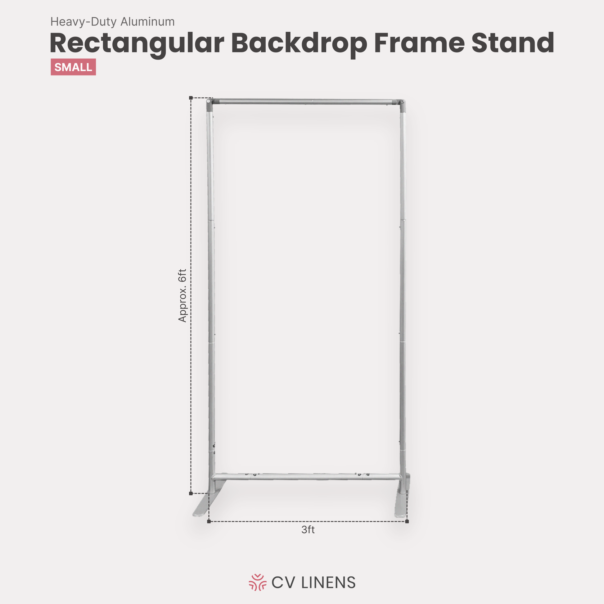 Infographic photo of 3 pc/set Heavy Duty Rectangular Backdrop Frame Stands - Silver