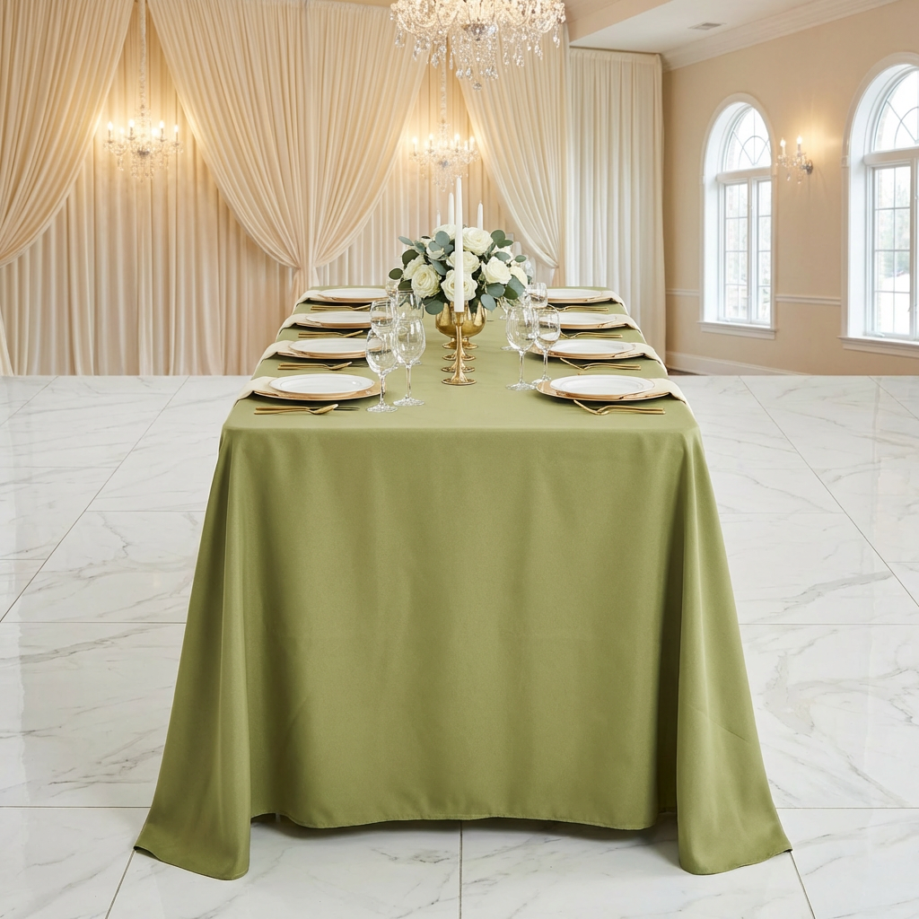 Rectangular Oblong Premium Polyester Tablecloth Moss Green