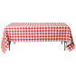 Rectangular tablecloth 60x102 waterproof vinyl flannel backing checkered design red front view