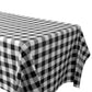 Rectangular tablecloth 60x120 waterproof vinyl flannel backing checkered design black end view