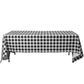 Rectangular tablecloth 60x120 waterproof vinyl flannel backing checkered design black front view