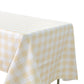 Rectangular tablecloth 60x120 waterproof vinyl flannel backing checkered design champagne end view