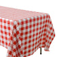Rectangular tablecloth 60x120 waterproof vinyl flannel backing checkered design red end view