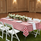 Rectangular Tablecloth 60"x84" Waterproof Vinyl Flannel Backing Checkered Design - Red for indoor breakfast table setup