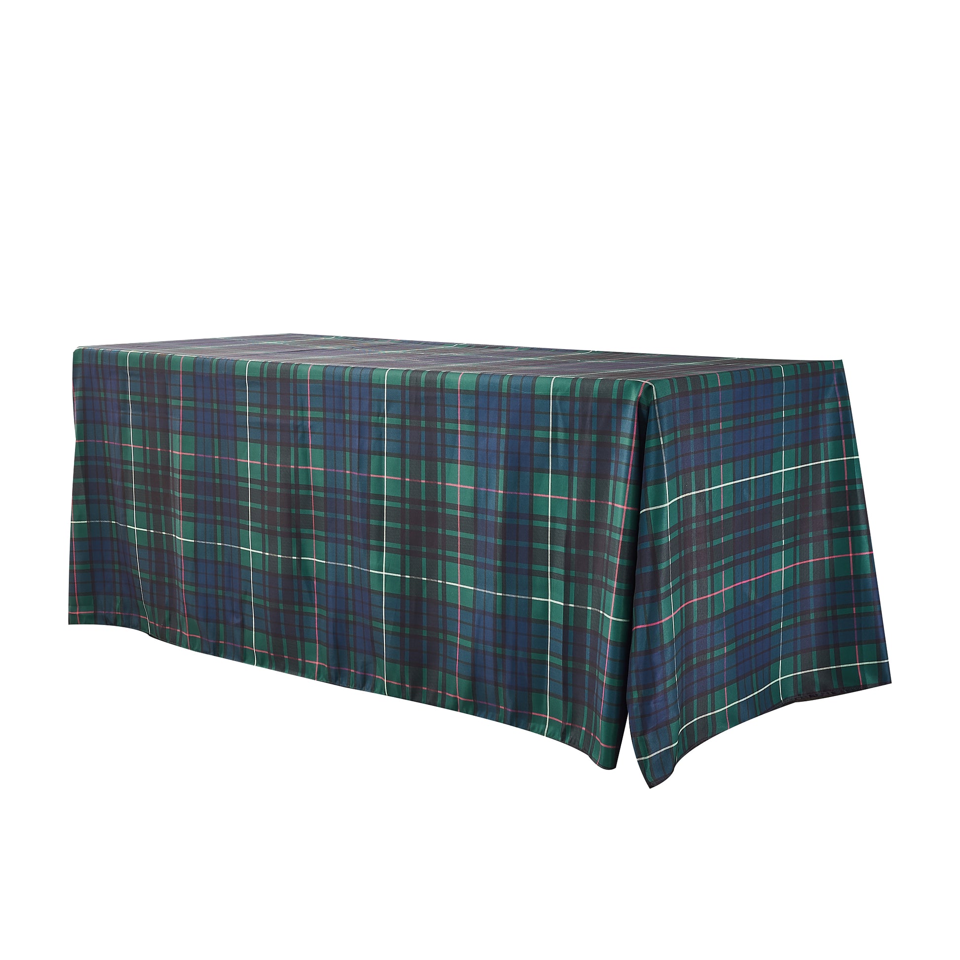 Rectangular Tartan Plaid Polyester Tablecloth Green/Blue angled view