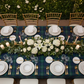 Rectangular Tartan Plaid Polyester Tablecloth Green/Blue Garden reception Bird's Eye View