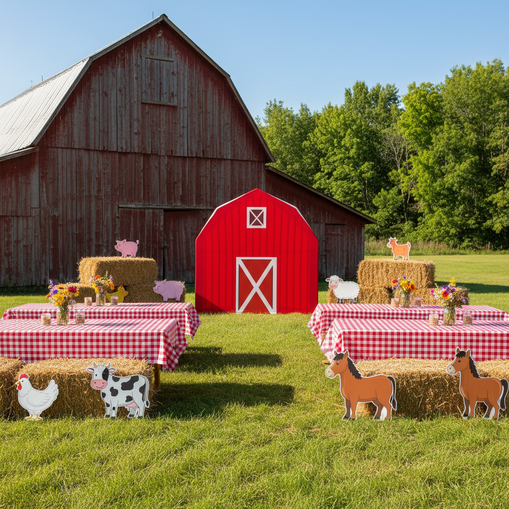 Red Barn Printed Backdrop Spandex Cover