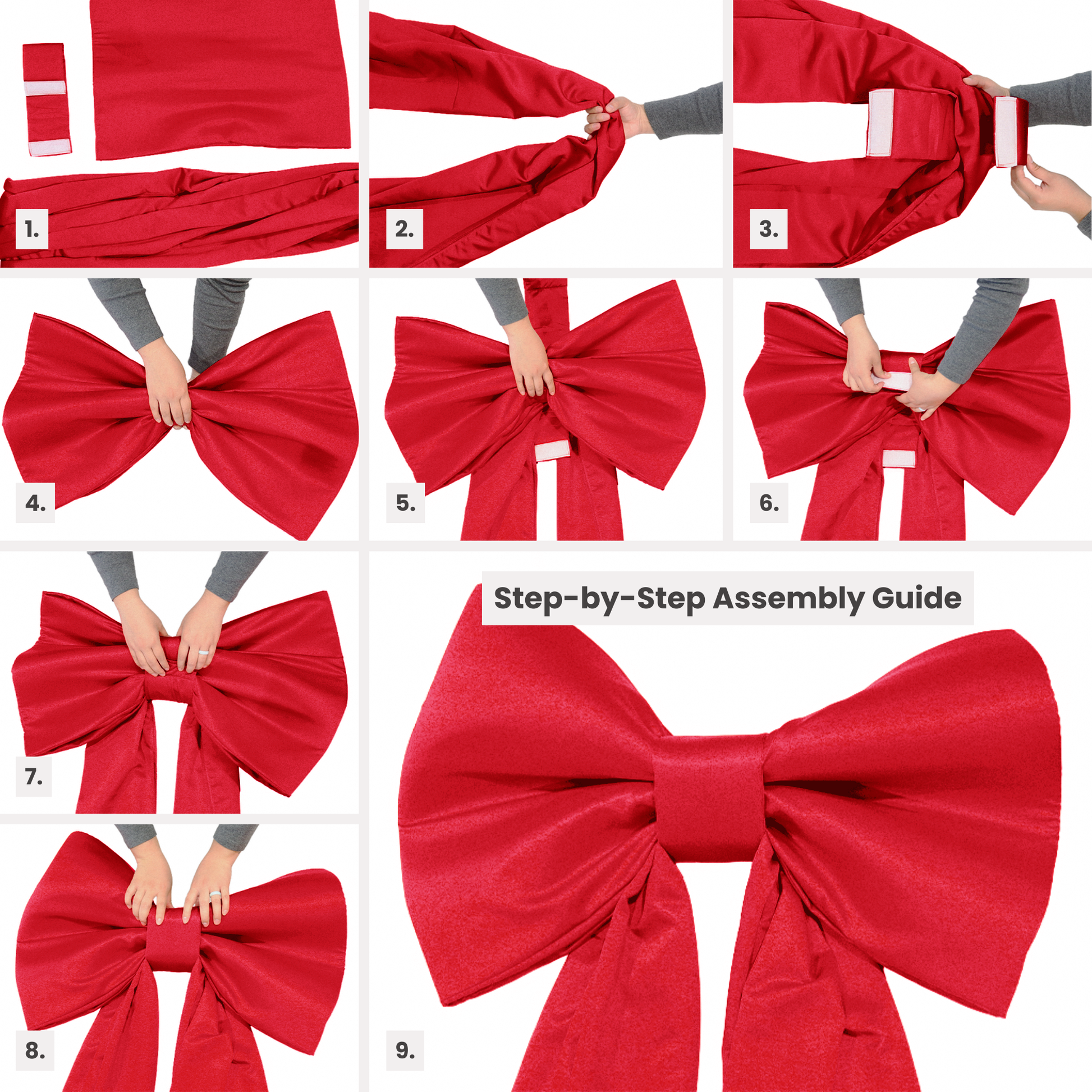 Giant Bow Backdrop Red assembly infographic
