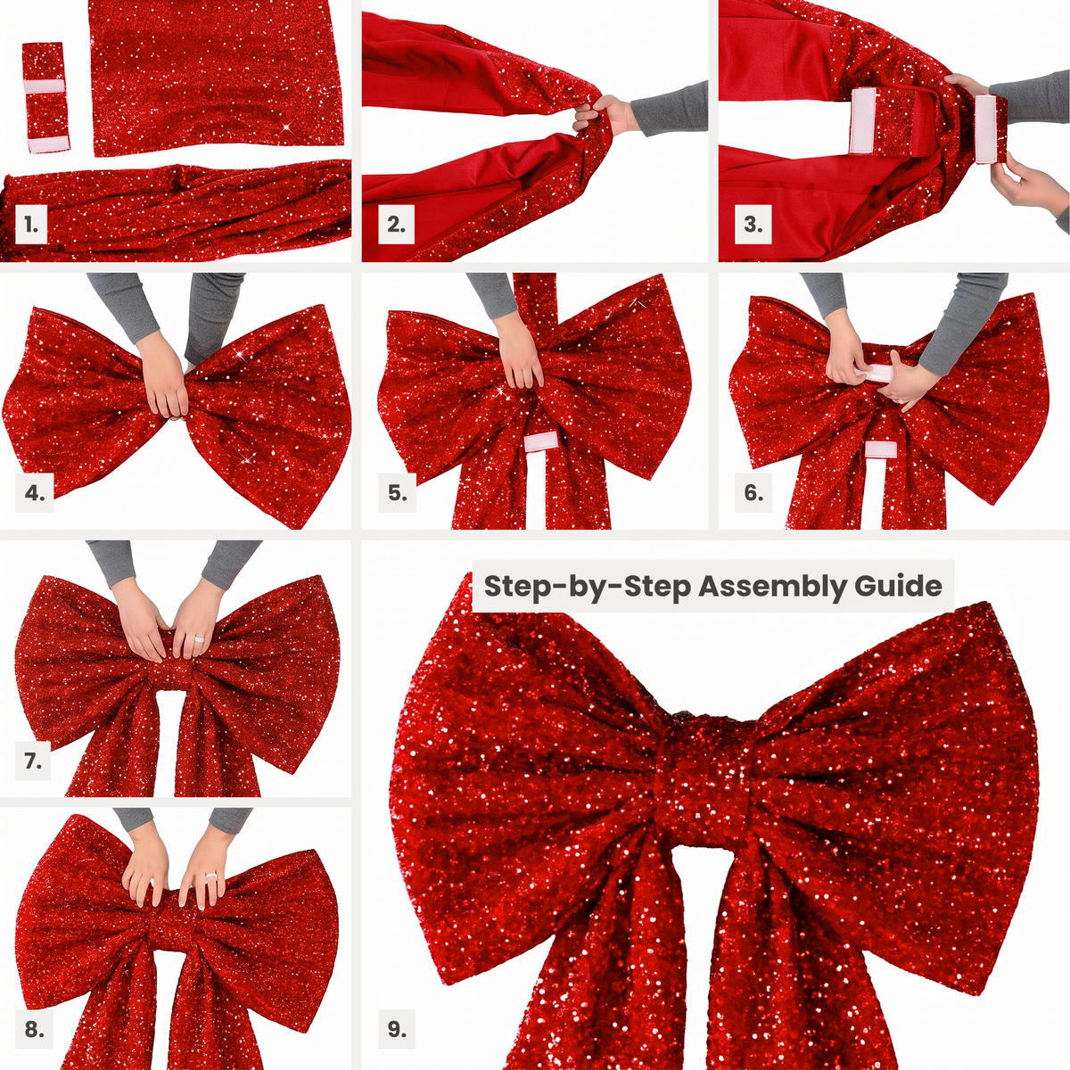Sequin Velvet Giant Fabric Bow for Backdrop - Red - CV Linens
