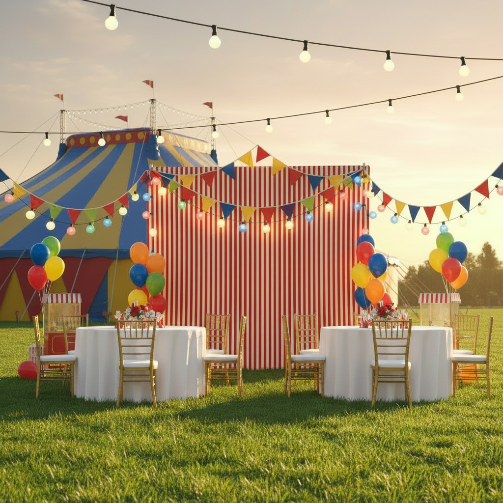 8ft x 8ft Striped Spandex Slip-on Backdrop Cover Red - Circus Theme Party 
