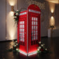 Red Telephone Booth Printed Backdrop Spandex Cover paired red and white florals