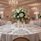 hotel wedding reception with Reef Acrylic Charger Plate - Clear Gold Trim