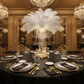 gala night setup with Reef Acrylic Charger Plate - Clear Gold Trim