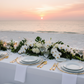 beach front wedding setup with Reef Acrylic Charger Plate - Clear Gold Trim