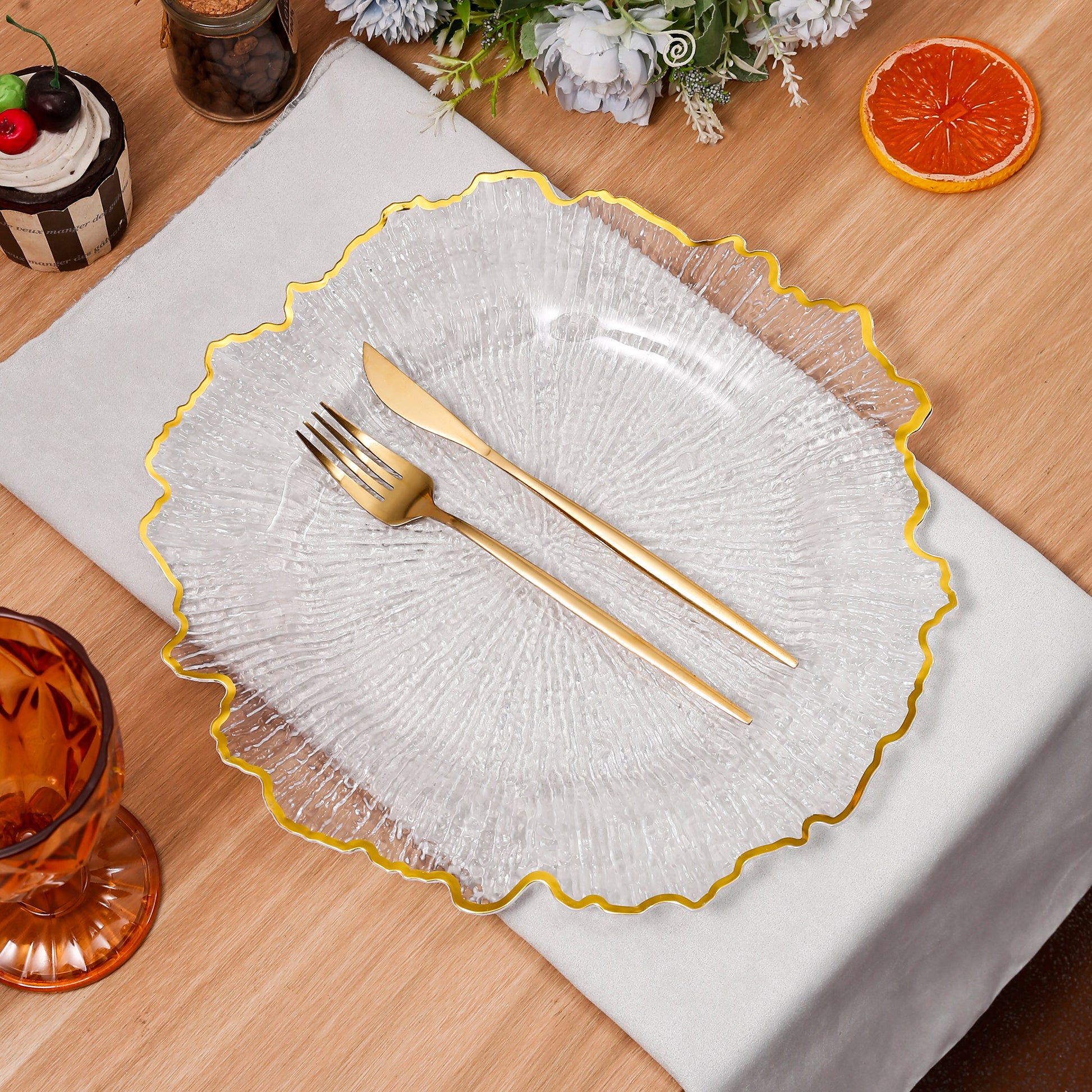 Dinner Plate Clear Gold Charger Plates Gold Plate Chargers 8-Pack