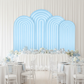 Ripple Spandex Covers for Trio Arch 4 pc - Baby Blue used on the frame for an indoor baby shower 