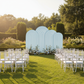 Ripple Spandex Covers for Trio Arch 4 pc - Baby Blue used on the frame for outdoor garden baby shower