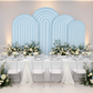 Ripple Spandex Covers for Trio Arch 4 pc - Baby Blue used on the frame for indoor birthday setup