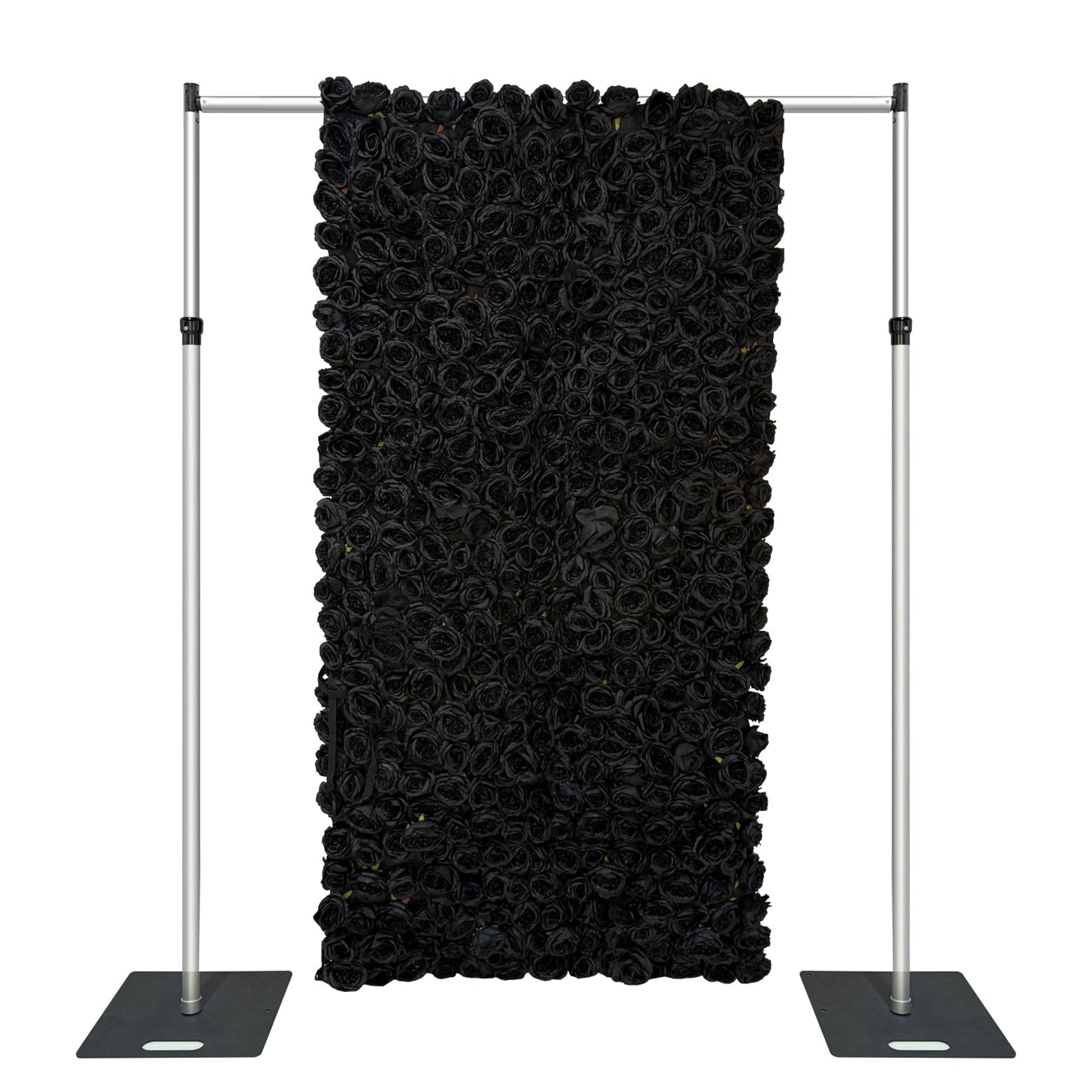 Roll up flower wall backdrop black on pipe set 