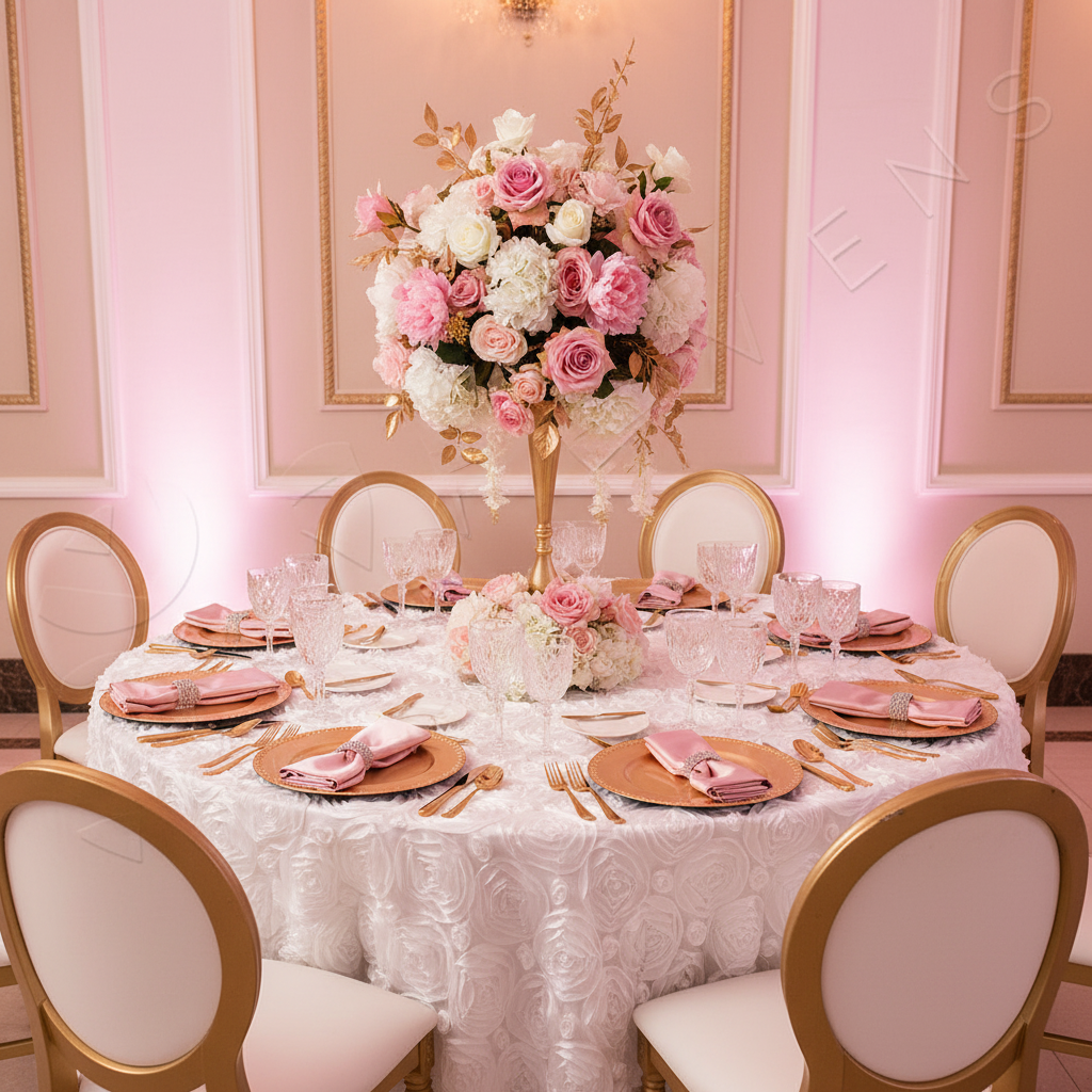 Rosette Satin Table Overlay Topper 85