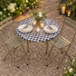 Black checkered fitted tabletop cover at an outdoor wedding