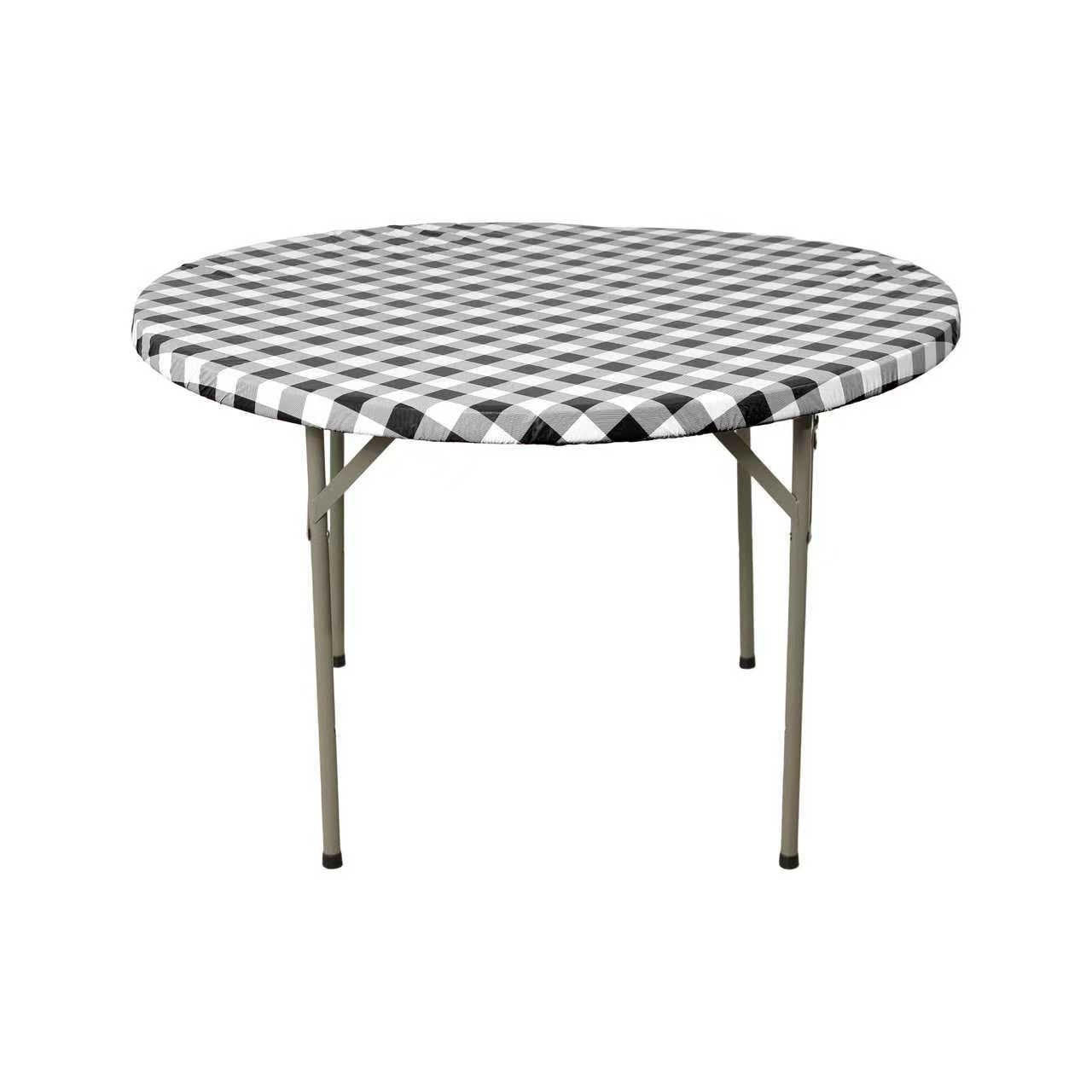 48 round elastic tabletop cover waterproof black full view