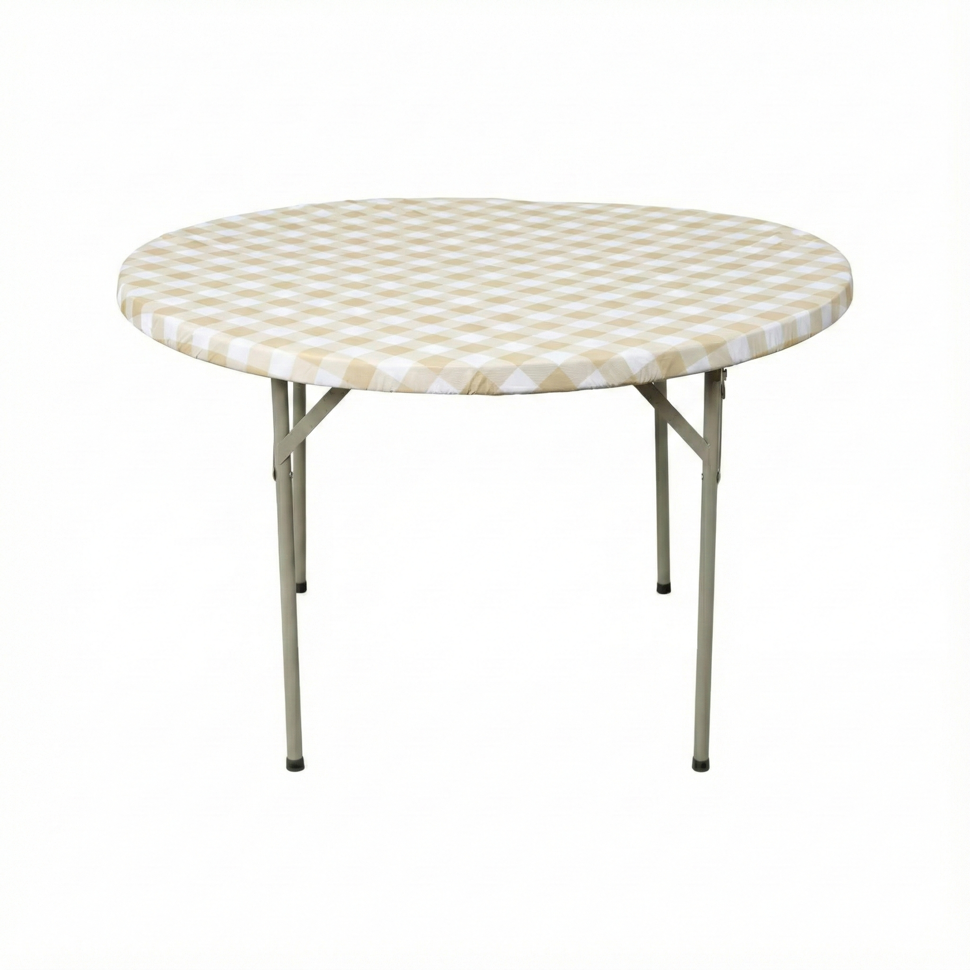 48 round elastic tabletop cover waterproof champagne side view
