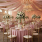 elegant indoor wedding reception with Round Premium Polyester 132" Tablecloth - Dusty Rose/Mauve