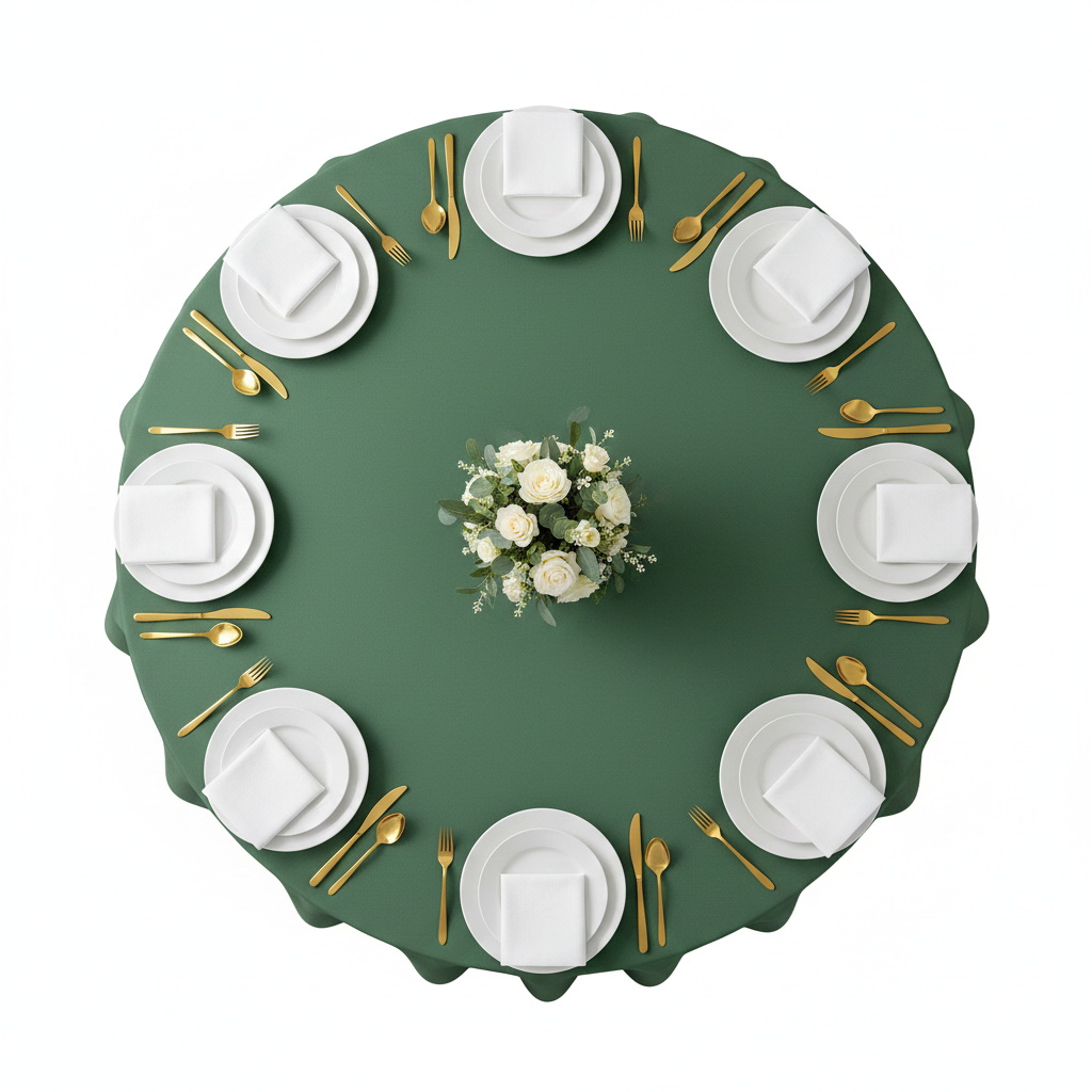 Round Premium Polyester 132" Tablecloth - Forest Green