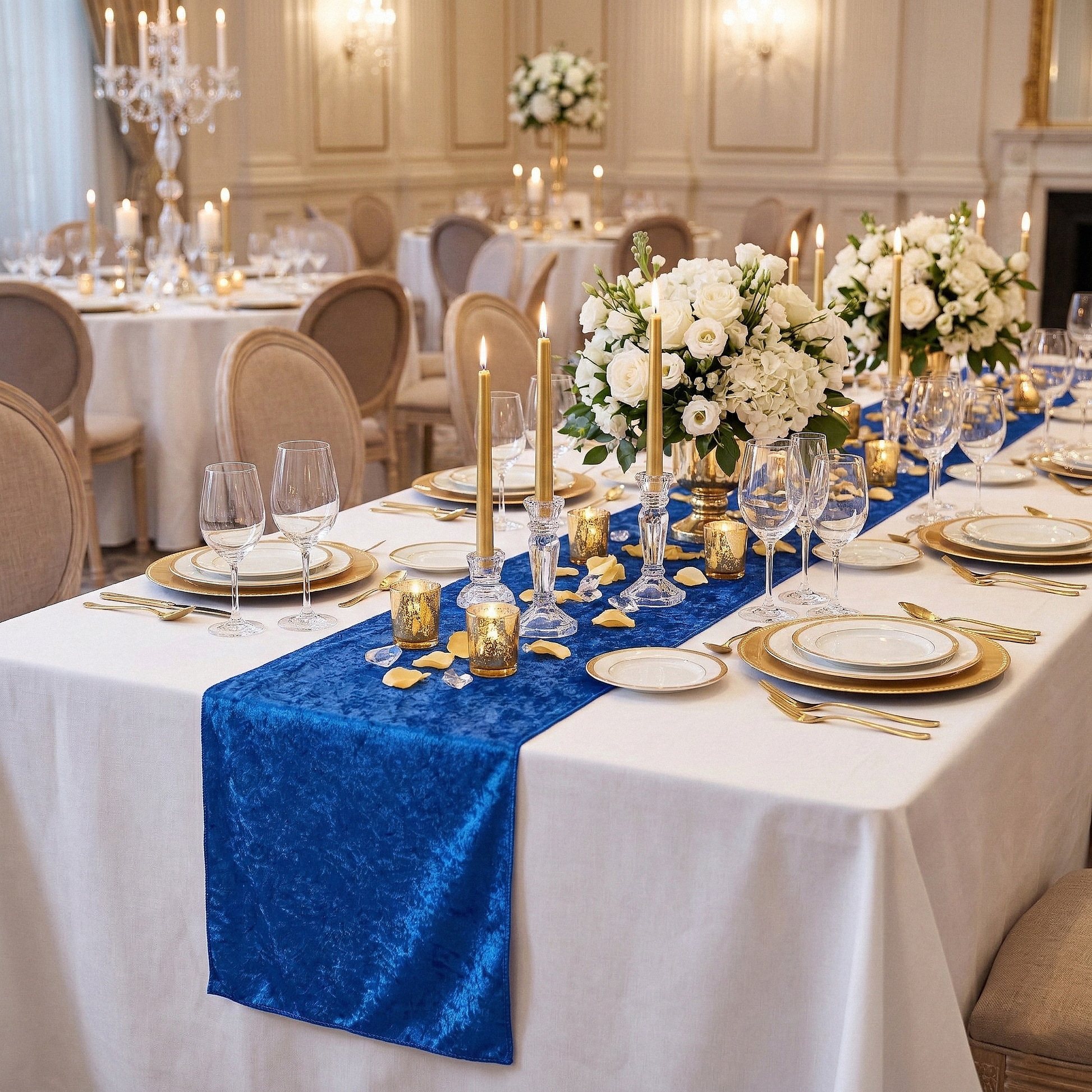 Velvet Table Runner Royal Blue - CV Linens