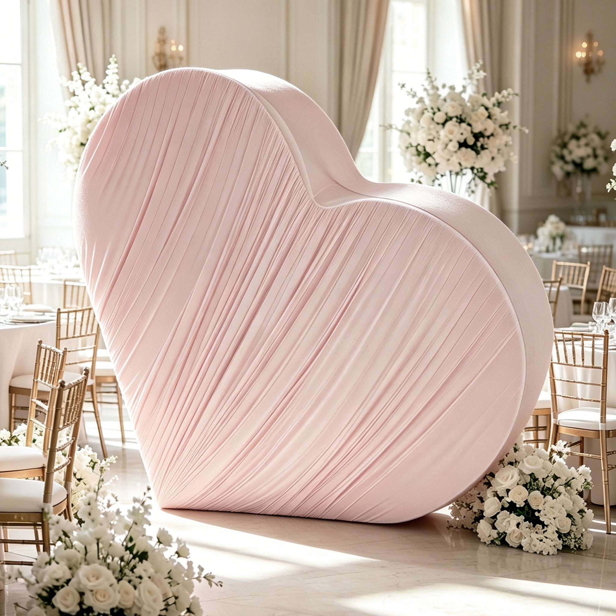 Ruched Spandex Cover for 3D Tilted Heart Backdrop Prop Stand - Pink - CV Linens