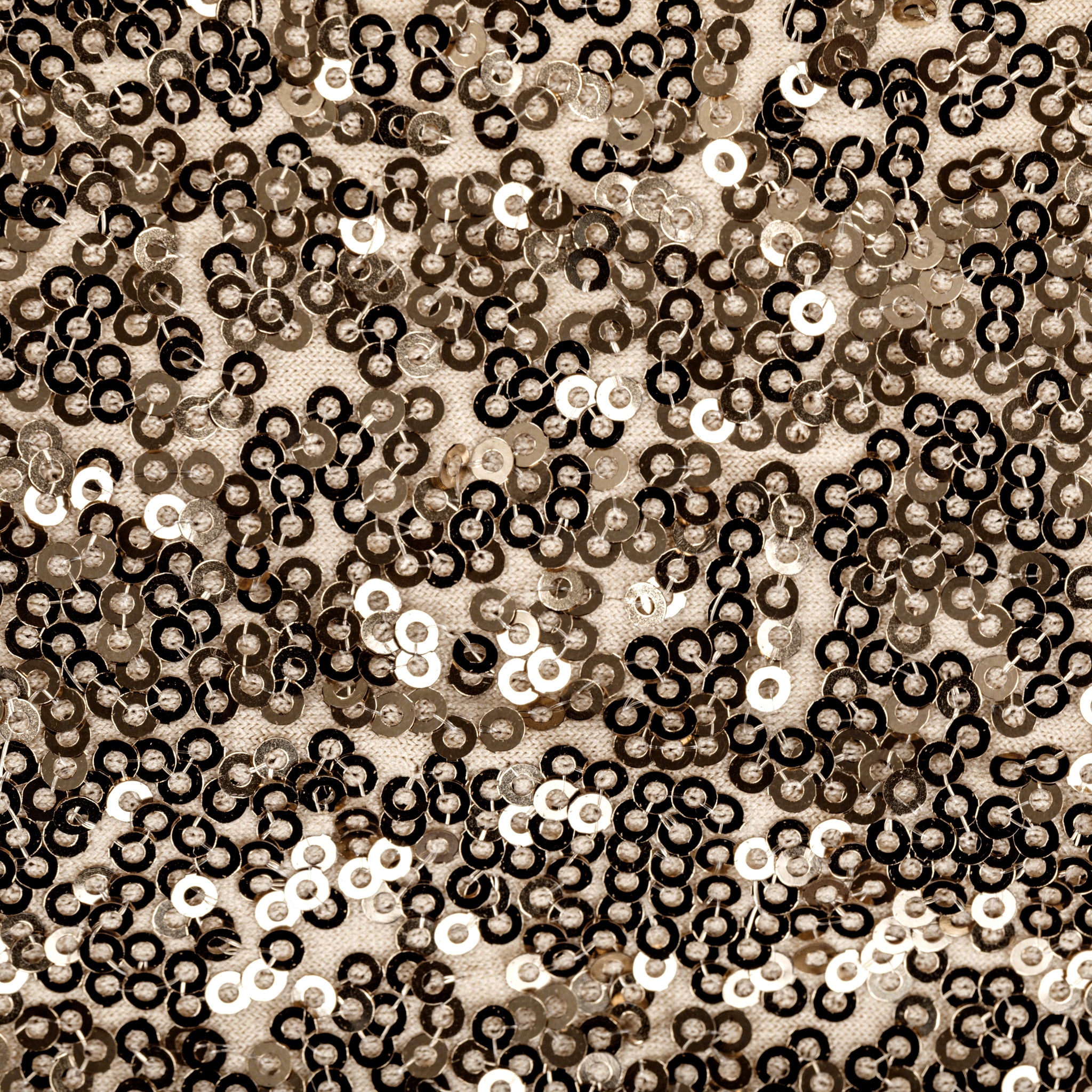 Glitz Ruffle Sequin Spandex fabric Champagne close up