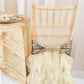 Glitz Ruffle Sequin Spandex Chair Band Sash Champagne an a gold chiavari chair
