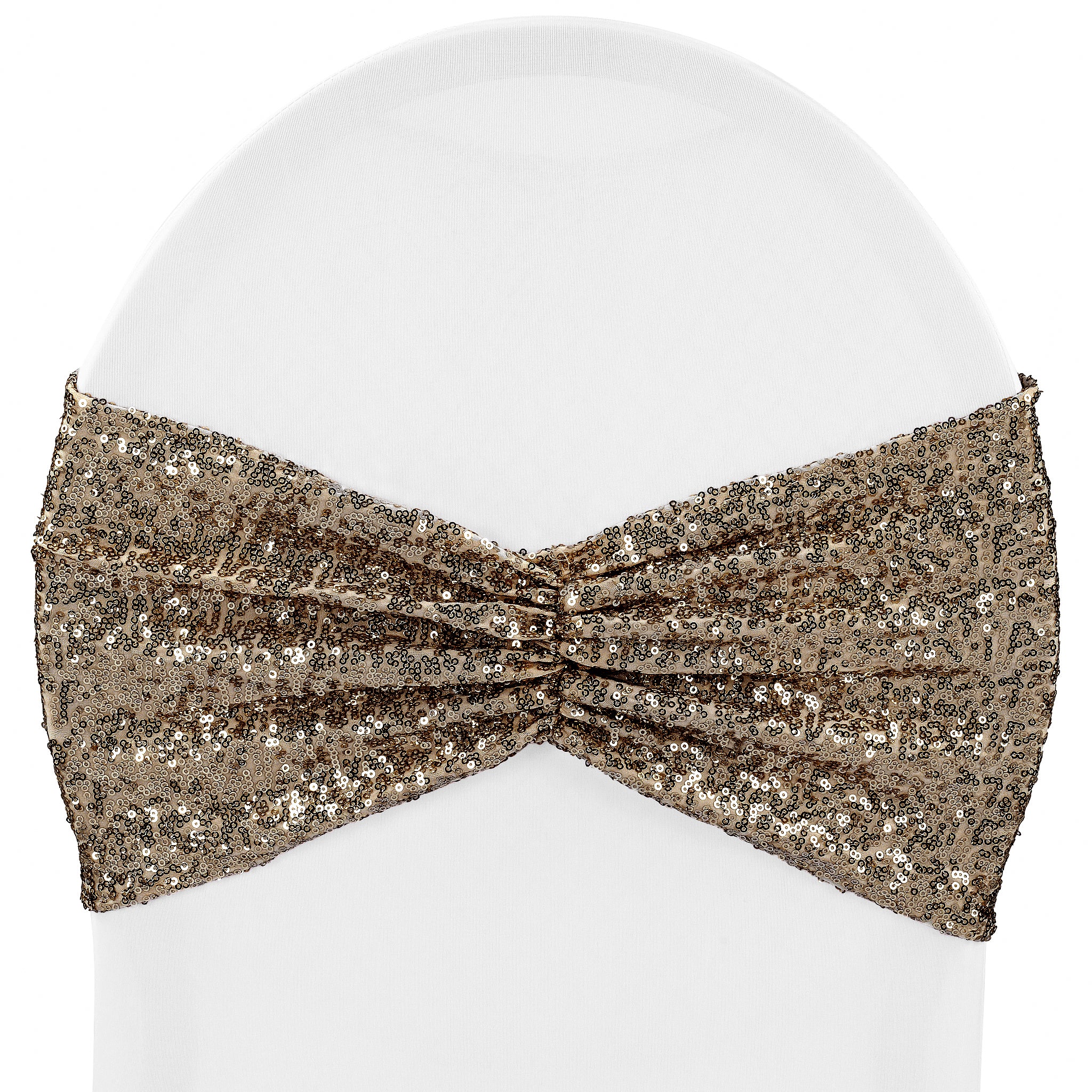 Glitz Ruffle Sequin Spandex Chair Band Sash - Champagne 