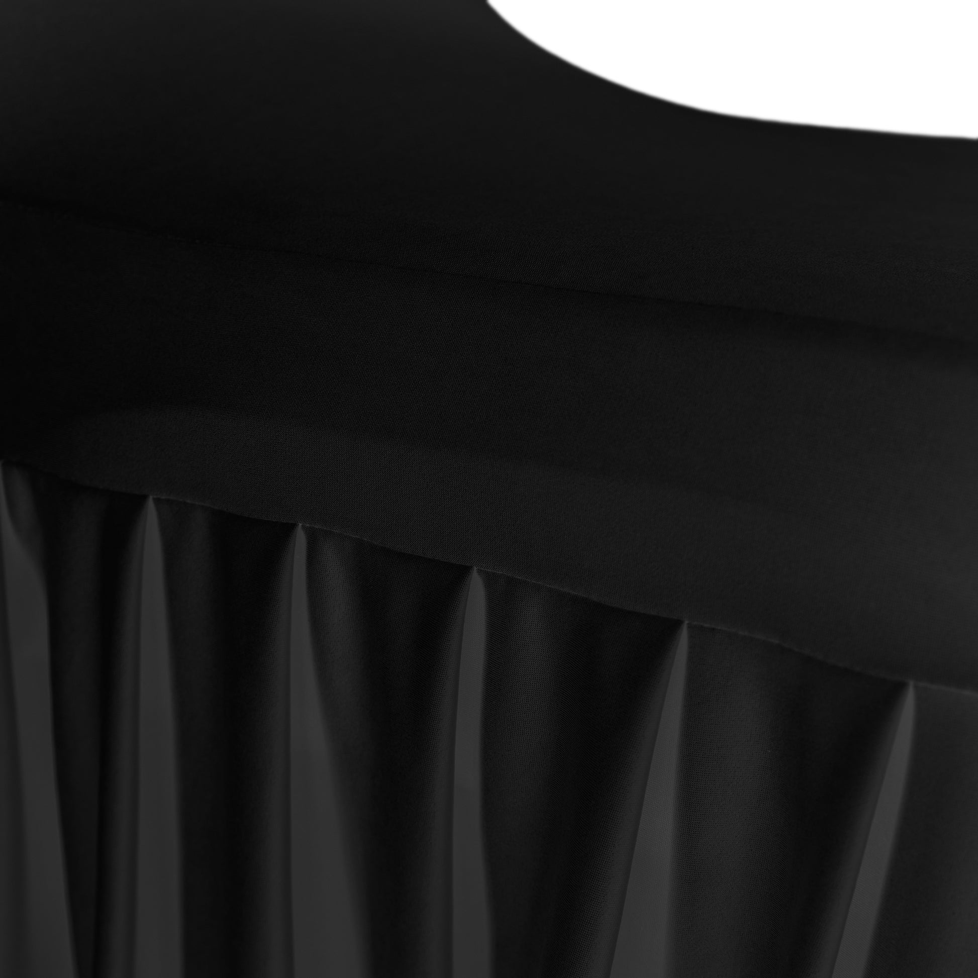 Black ruffled pleated bottom Spandex banquet chair cover pleated close up