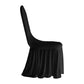Black ruffled pleated bottom Spandex banquet chair cover side view