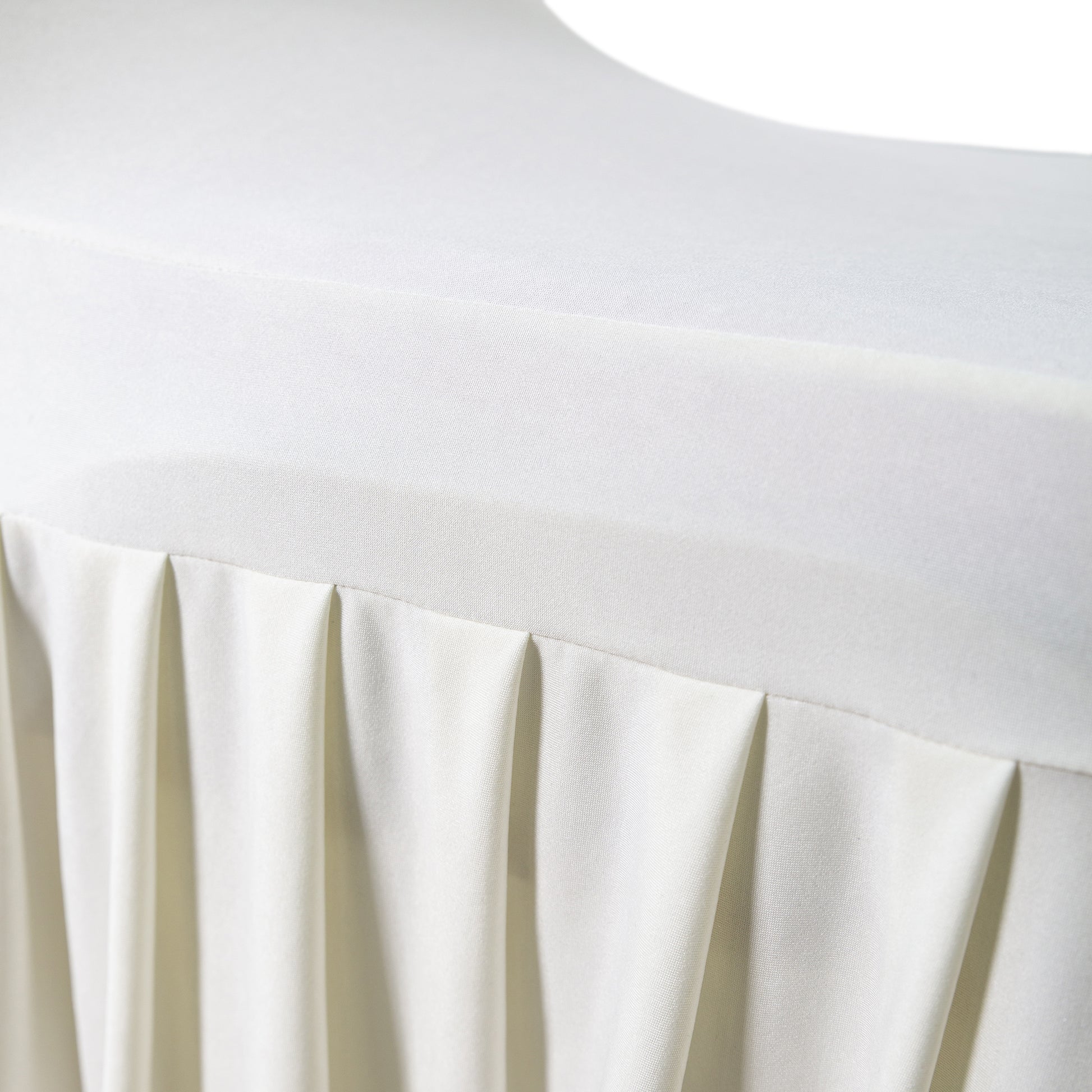 Ivory ruffled pleated bottom Spandex banquet chair cover pleated close up