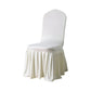 Ivory ruffled pleated bottom Spandex banquet chair cover angled view