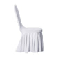 White ruffled pleated bottom Spandex banquet chair cover side view